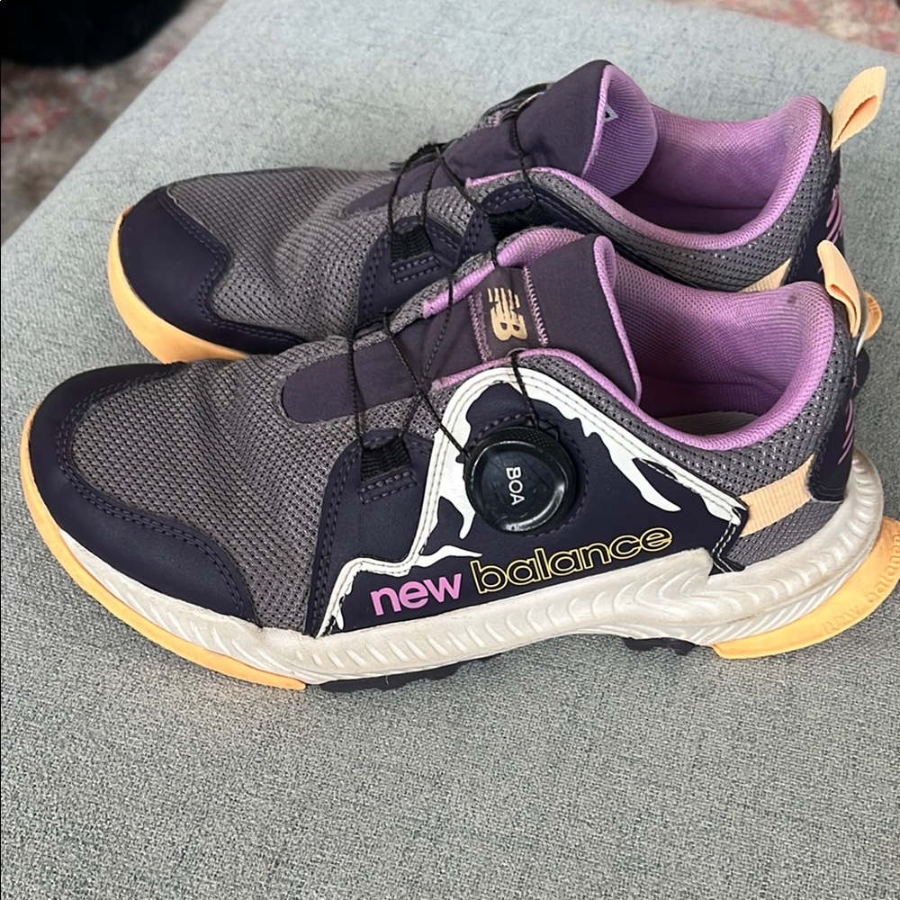 New Balance Purple and Yellow Sneakers with Unique Lacing System